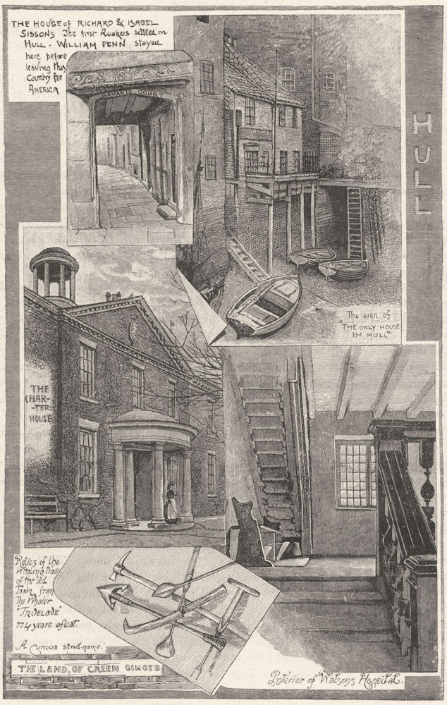 YORKS. Hull 1898 old antique vintage print picture